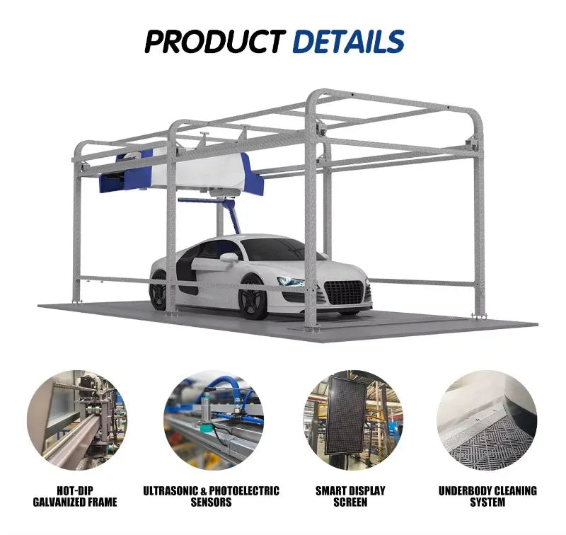 Customize Full-automatic Touchless Car Wash Machines, Commercial Intelligent 24-hour Self-service Unattended Car Wash Equipment.