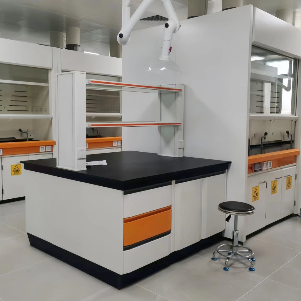 Chemical Resistance Laboratory Furniture Lab Benches Work Bench Lab Workstation With Shelves And Sink