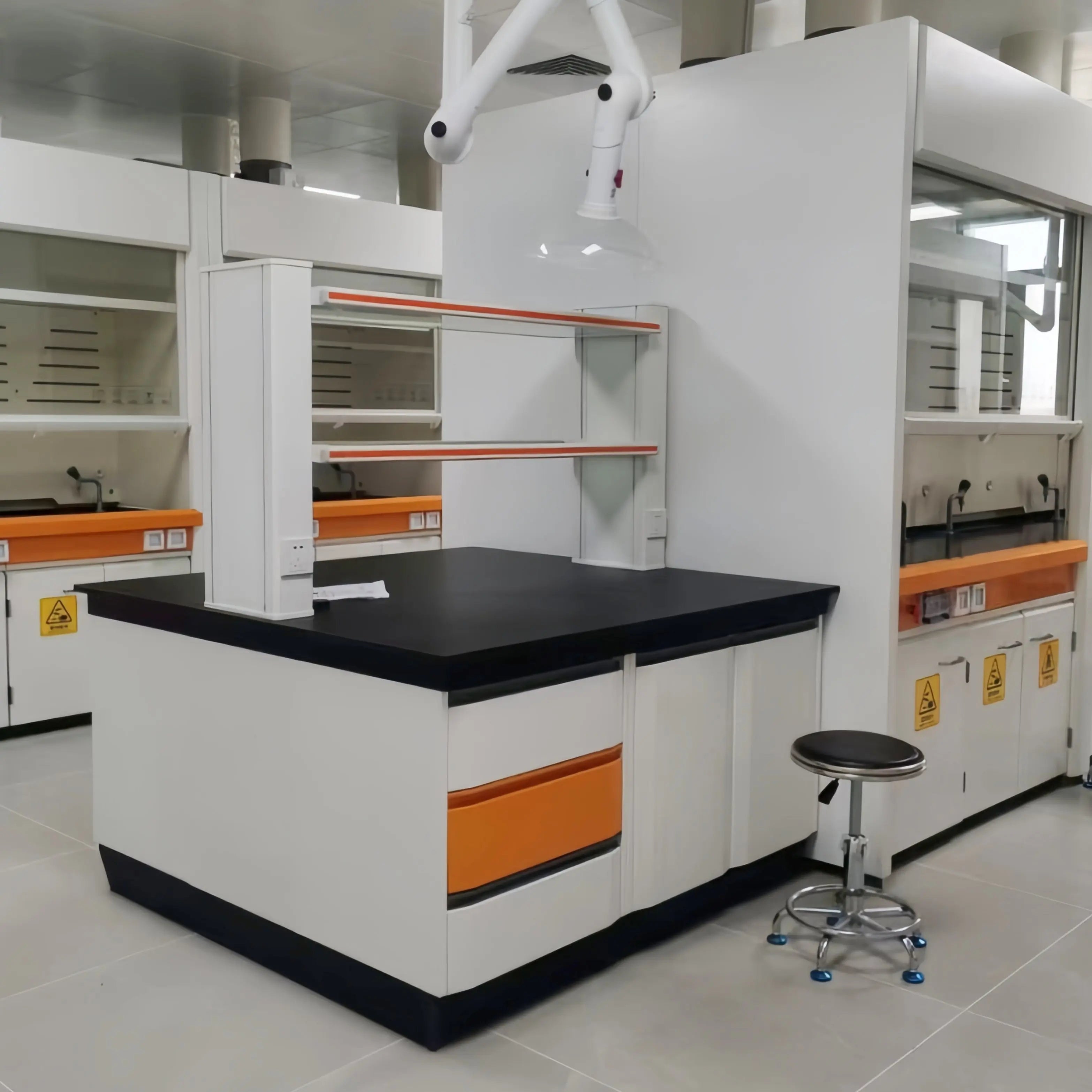 Chemical Resistance Laboratory Furniture Lab Benches Work Bench Lab Workstation With Shelves And Sink