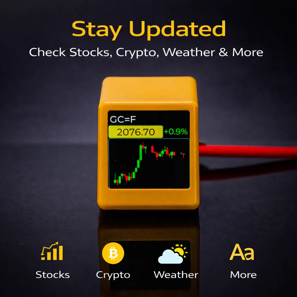 Smart WiFi Desk Clock Display – Weather, Crypto & Stock Monitor, Custom UI, Real-Time Data Screen
