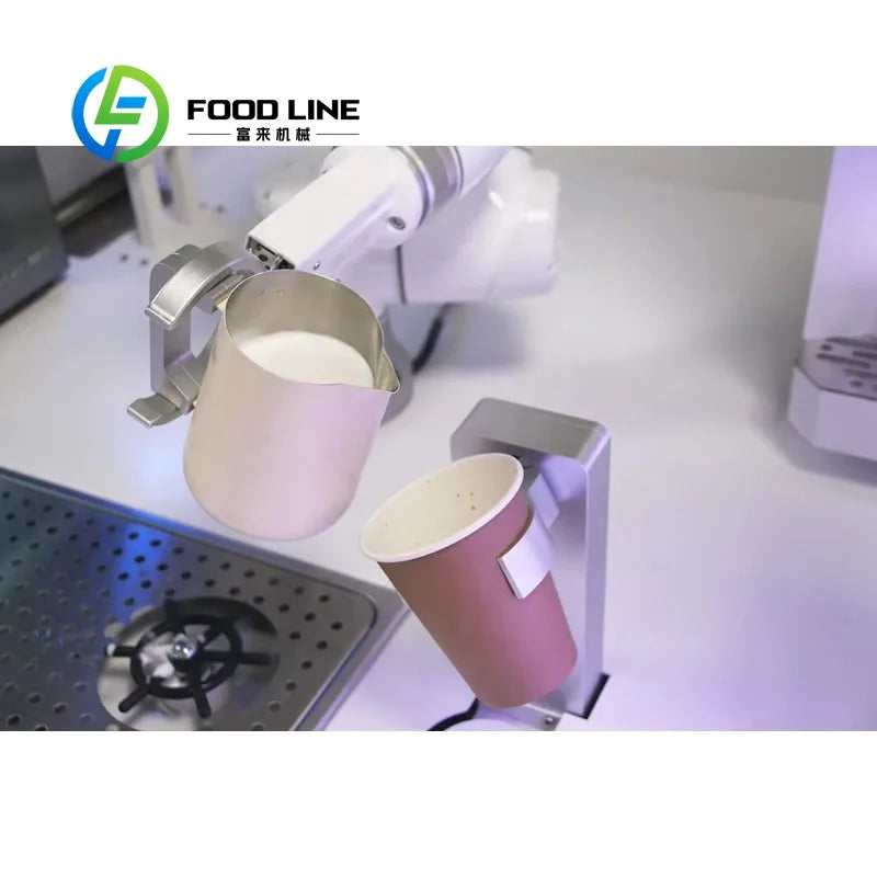 Customized Intelligent Cobot Gripper Coffee Bar Machine Automatic Latte Art Coffee Maker for Commercial Catering Shop Use