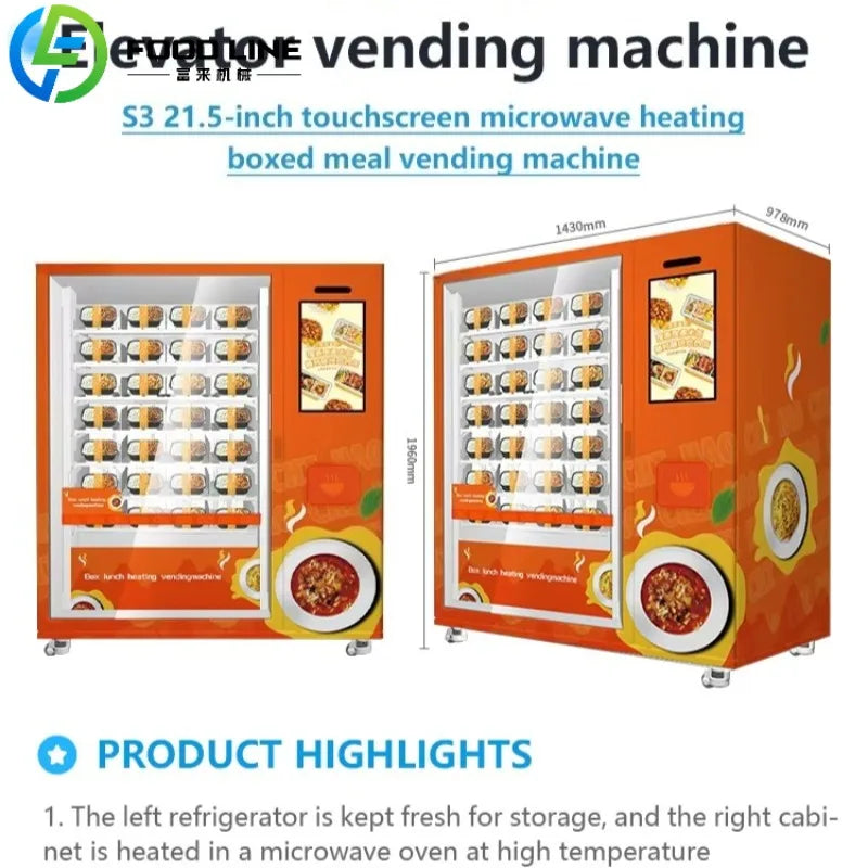 Commercial Hot Food Vending Machine Fully Automatic For Business High Capacity Hot Meal Automat With Cloud Management System
