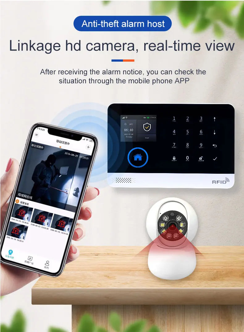 Smart Home Solar powered siren Tuya WIFI GSM Alarm System Wireless Smart Life APP 433MHz Safe Security Gap PIR Motion with Alexa