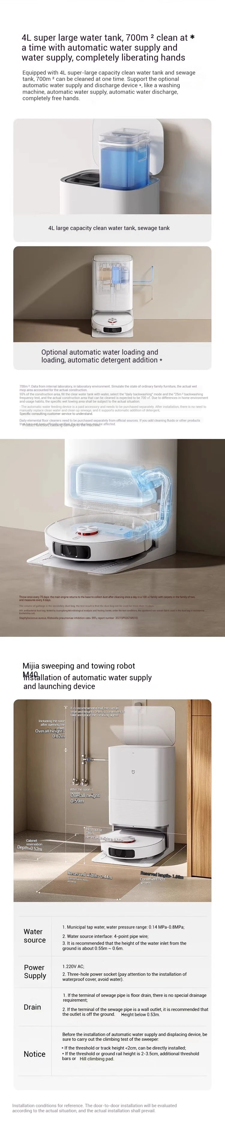 XIAOMI MIJIA M40 Robot Vacuum Cleaner,High-Precision Obstacle Avoidance,12Kpa Suction,Intelligent Mop Lift,LDS laser navigation