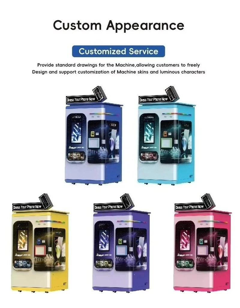 Fully Automatic Customized Mobile Phone Tempered Glass Film Vending Machine Commercial Credit Card Application High Efficiency
