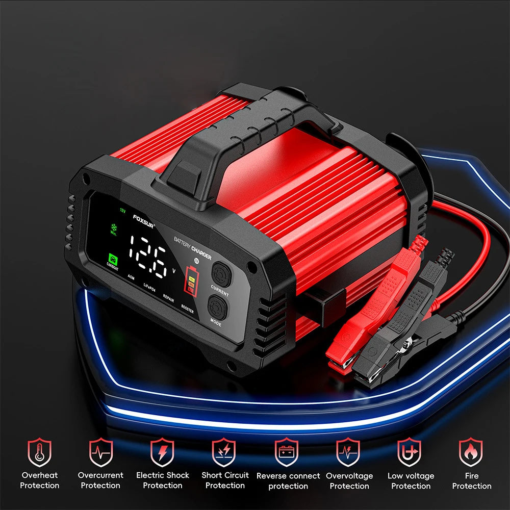 15A/24V 25A/12V Automotive Battery Chargers 350W High Power Smart Booster Pulse Repair Big Digital Display Storage Cell Charger
