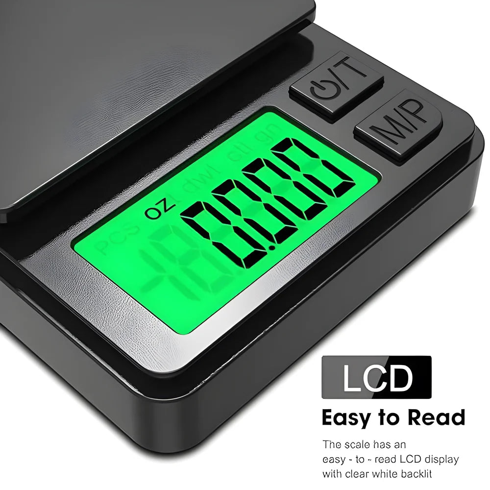 Precision Pocket Scale 1000g 0.1g - Digital Gram, Food, Jewelry, Ounces/Grains Scale with Backlit LCD - Mini Scale for Travel