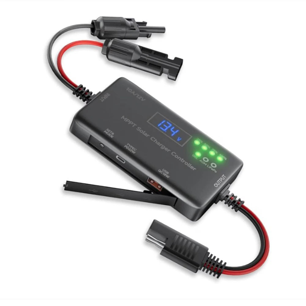 MPPT Solar Photovoltaic Controller 10A 12V MPPT Solar Charge Controller with Type-C Input & USB Output For AGM, Lifepo Battery