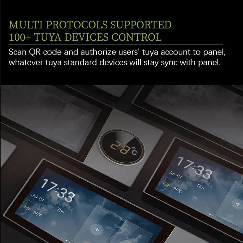 Smart Tuya Control Panel 6-inch Smart Home Multi-functional Touch Screen in-wall Central Control for Intelligent Device Scene