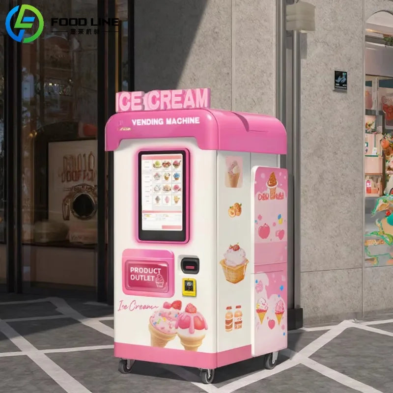 Customized Outdoor Ice Cream Vending Machine Automatic Soft Serve Robotic Self Service Equipment For Commercial Business Use
