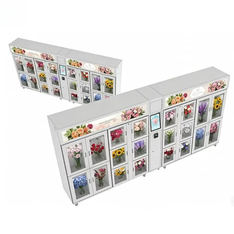 Custom Commercial Flower Vending Cabinets Can Cool, Humidify, and Monitor Inventory in Real Time Suitable for Outdoor