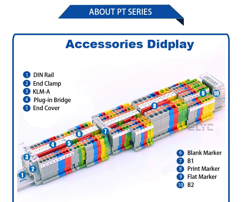PT4 Push-In Terminal Block Spring Connection Feed-Through Screwless PT-4 Wire Electrical Connector Din Rail Terminals PT 4