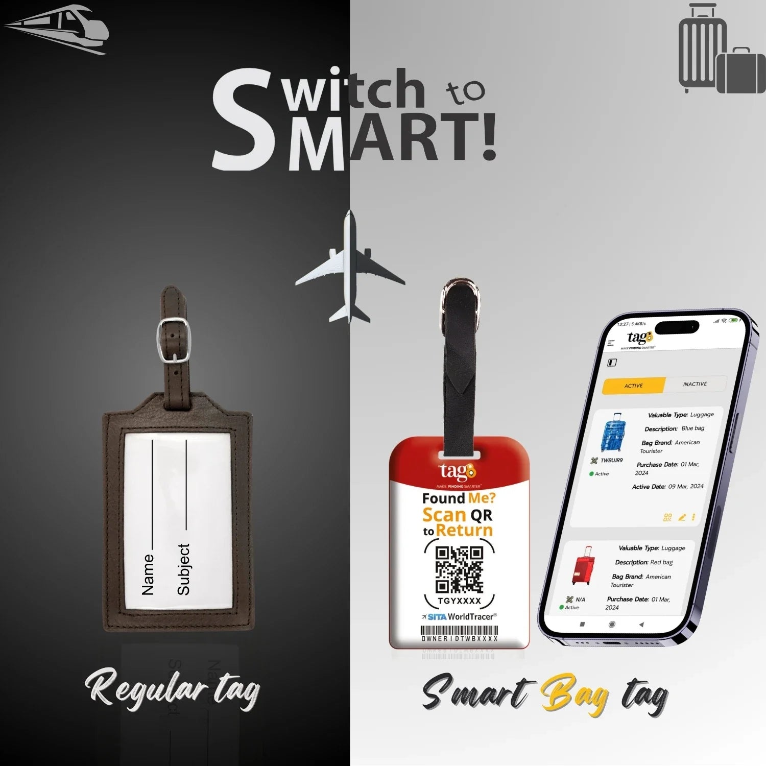 Smart Bag Security Tag - Belgium Flag [Pack 2]
