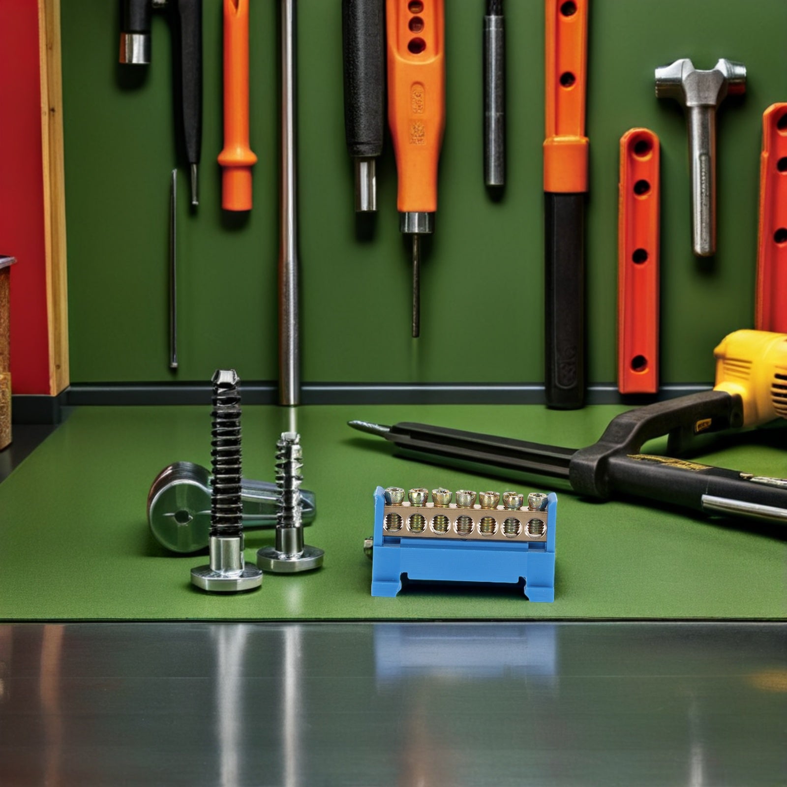 Terminal Block Terminal Bus Bar 7 Positions Screw Grounding Strip Block Din Rail Type Bottom Seat Electrical Terminal Strip
