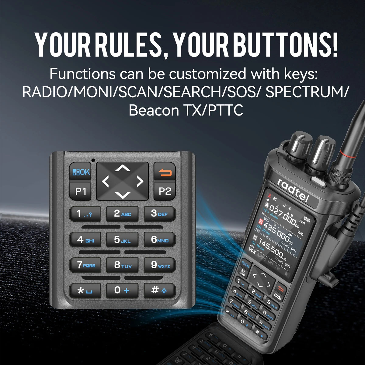 Radtel RT-950 PRO Walkie Talkie AM/FM/CB/LSB/USB/CW Receiver with GPS APRS 10W Bluetooth Phone Programming Ham Radio RT-950PRO - Image 15