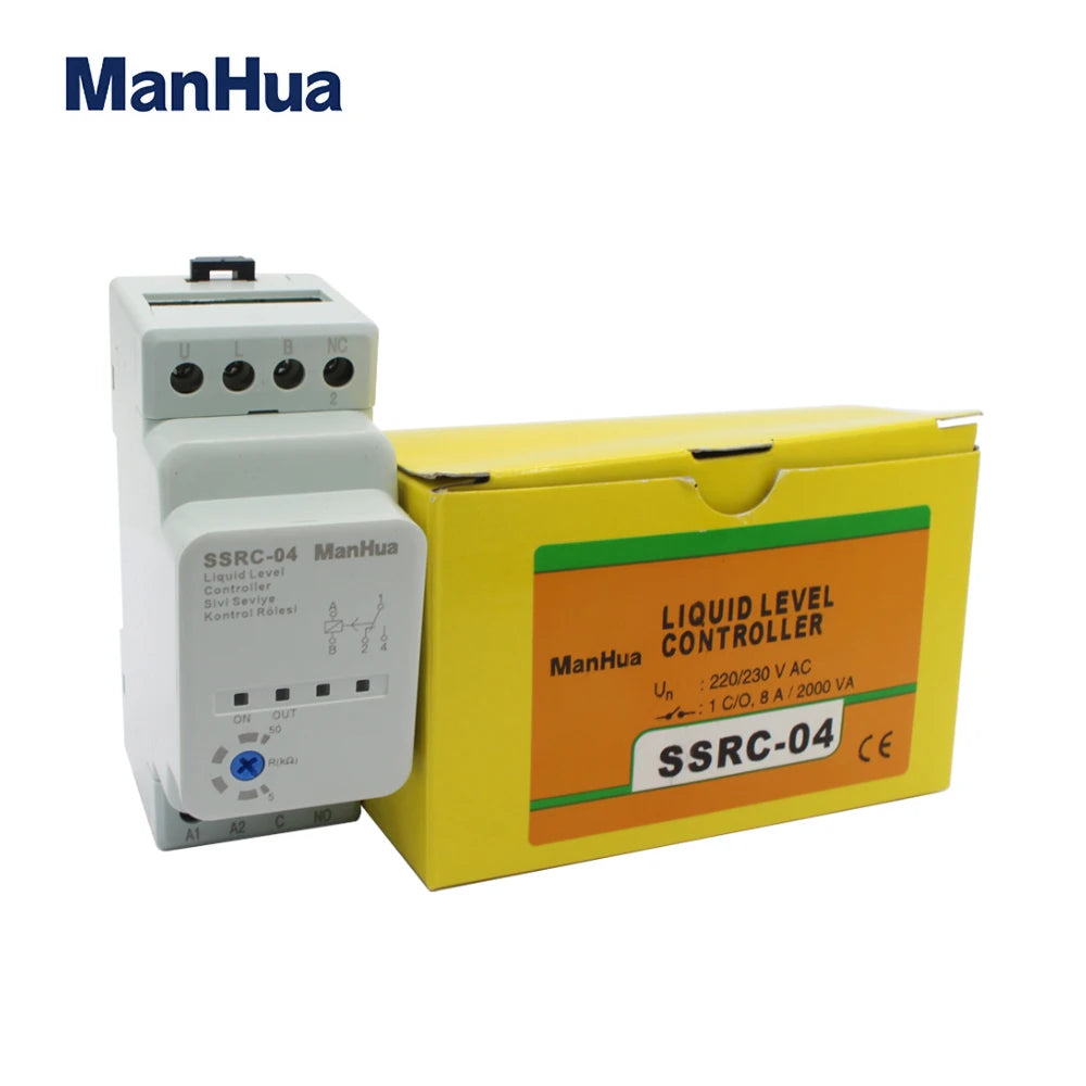 ManHua 220/230VAC 50/60Hz DIN rail SSRC-04 liquid level controller adjustable 5-50kΩ - Image 6