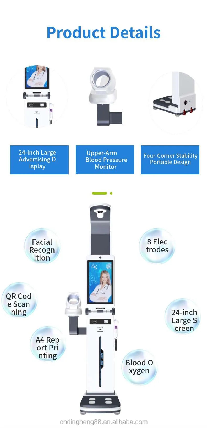 DHM-800C Medical Bioimpedance Bench Scale Checkweigher with 24-inch LCD Display and 0.1kg Accuracy - Image 3
