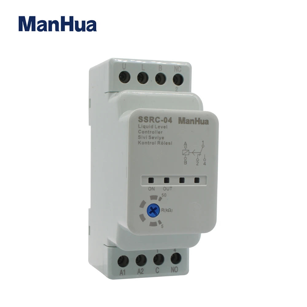 ManHua 220/230VAC 50/60Hz DIN rail SSRC-04 liquid level controller adjustable 5-50kΩ - Image 4
