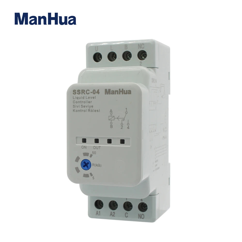 ManHua 220/230VAC 50/60Hz DIN rail SSRC-04 liquid level controller adjustable 5-50kΩ - Image 9