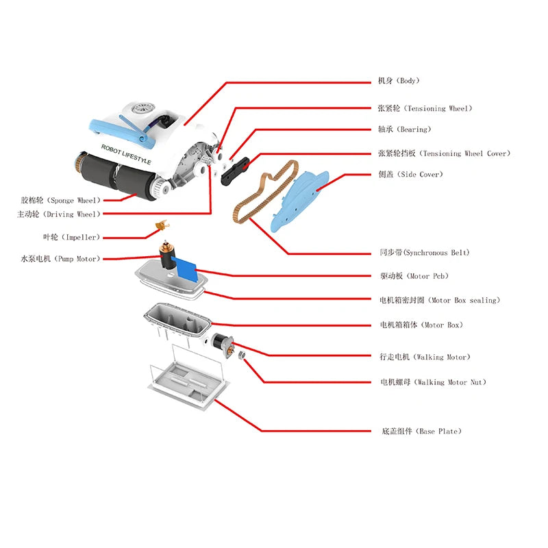 Robot Swimming Pool Cleaner With 30m Cable Wall Climbing Function Remote Control High Efficiency for Indoor Outdoor Big Pool - Image 5