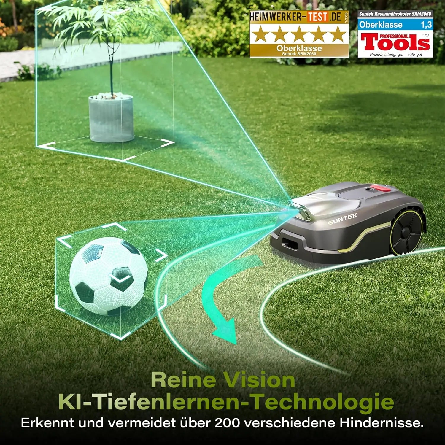 SUNTEK Robotic Lawnmower without Limiting Cable, AI Vision Camera, Lawn Mower Robot, Max 600 m², Accurate Obstacle Avoidance - Image 6