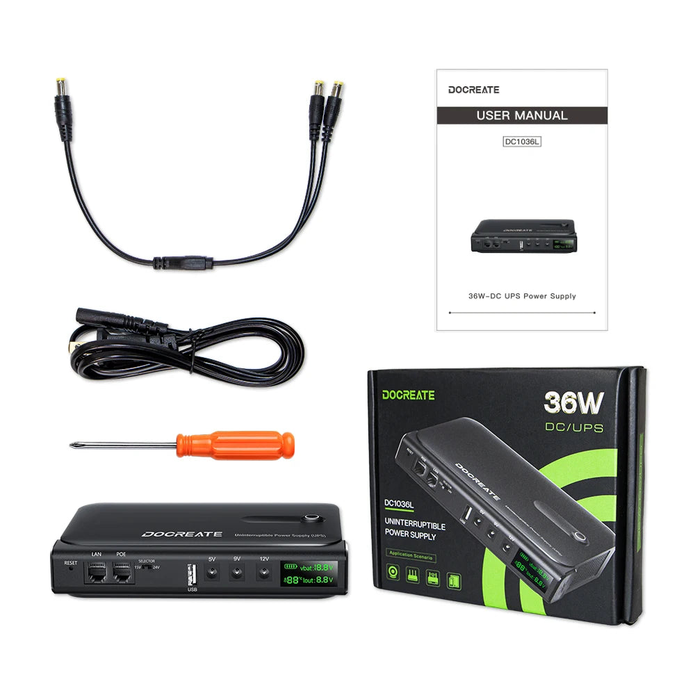DC UPS Uninterruptible Power Supply System 5V-24V Output 4x18650 Replaceable Battery for Router NAS Modem and Security Monitor - Image 19
