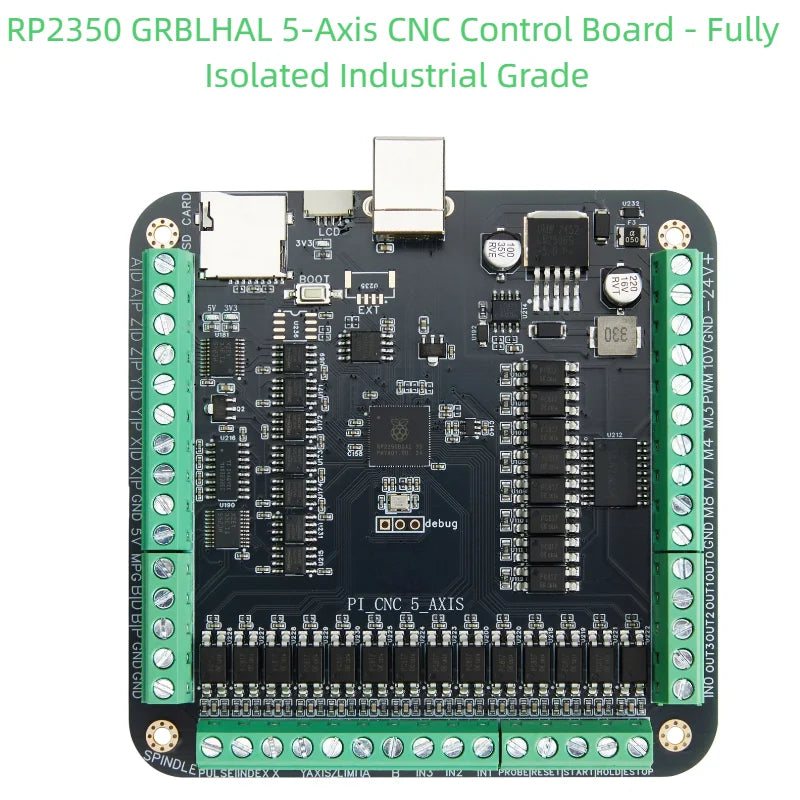 GRBLHAL CNC Controller Board 3/4/5 Axis RP2350 Industrial Isolated Laser Engraving Card Supports Offline Handwheel MPG