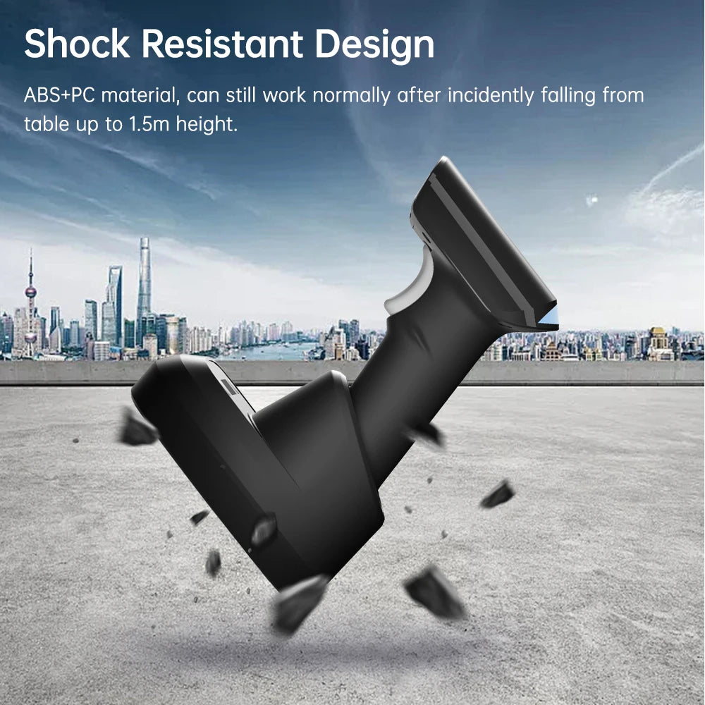Wireless 2D 1D Barcode Scanner BT+2.4G+USB Wired High Speed Scanning with Pedestal Wireless Charging Stand and OLED Display - Image 2