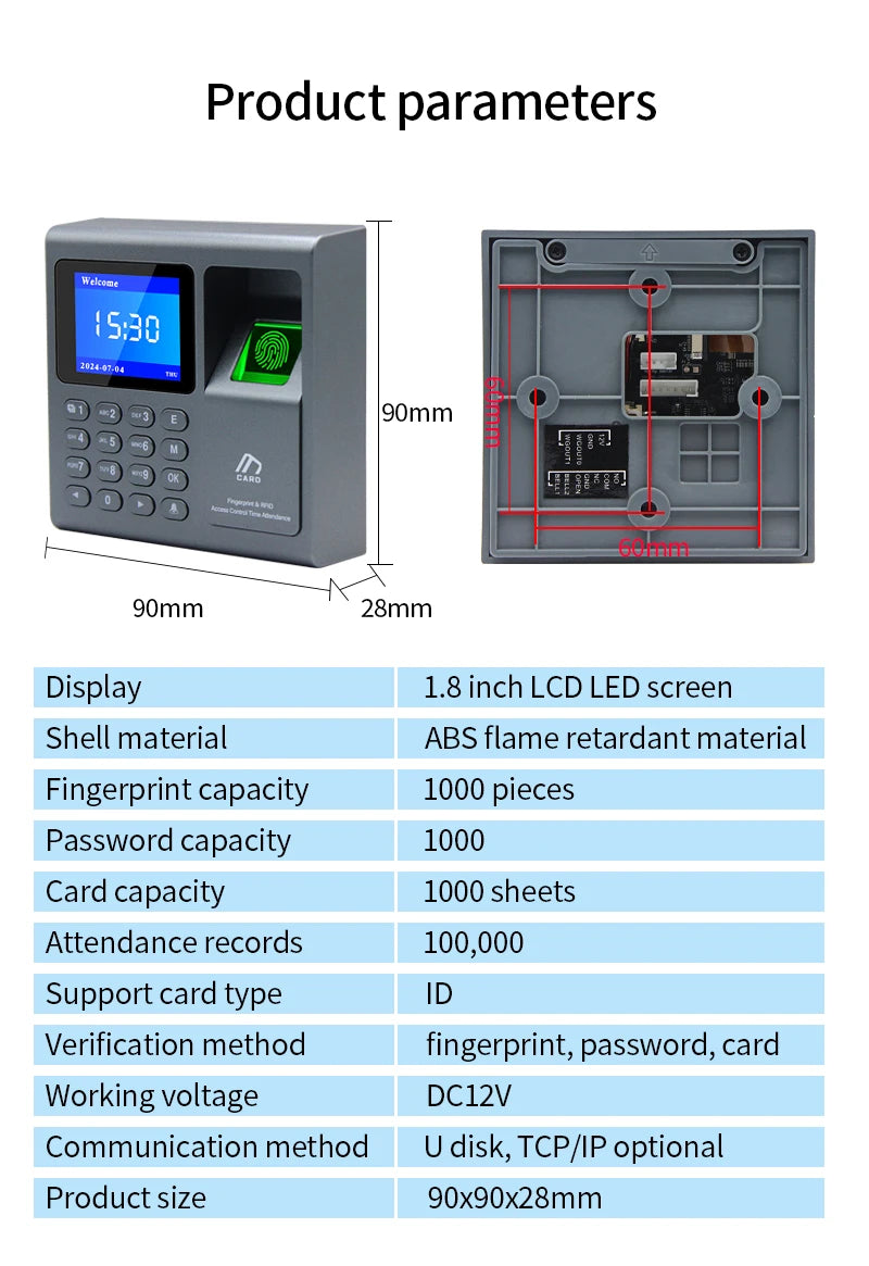 Biometric Fingerprint Scanner RFID Access Control System 1000 User USB Time Recorder Attendance Employee Machine - Image 13
