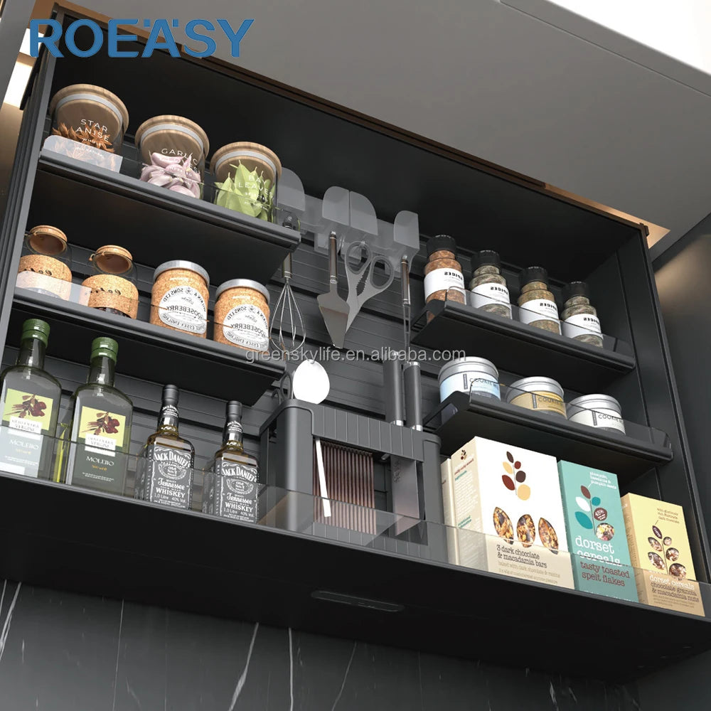 ROEASY Smart Cabinet No Touch Lift Basket Intelligent Smart Furniture Kitchen Cabinet Hardware Full Aluminium Kitchen Storage - Image 11
