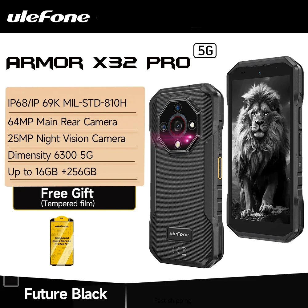 Ulefone Armor X32 Pro 5G Rugged Phone Android 14 16GB+256GB Dimensity 6300 Octa Core 64MP Camera NFC IP68/IP69K Waterproof - Image 39