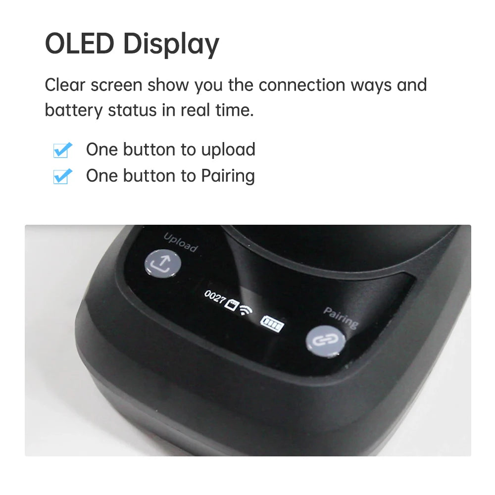 Wireless 2D 1D Barcode Scanner BT+2.4G+USB Wired High Speed Scanning with Pedestal Wireless Charging Stand and OLED Display - Image 17