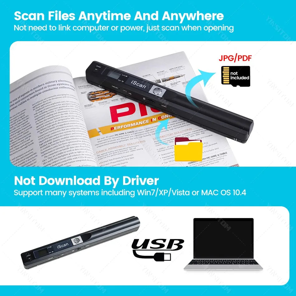 iScan01 Portable A4 Document Reader Scanner 900DPI For Contract Books Office Business Handheld Mobile Scanners JPG PDF Format - Image 5