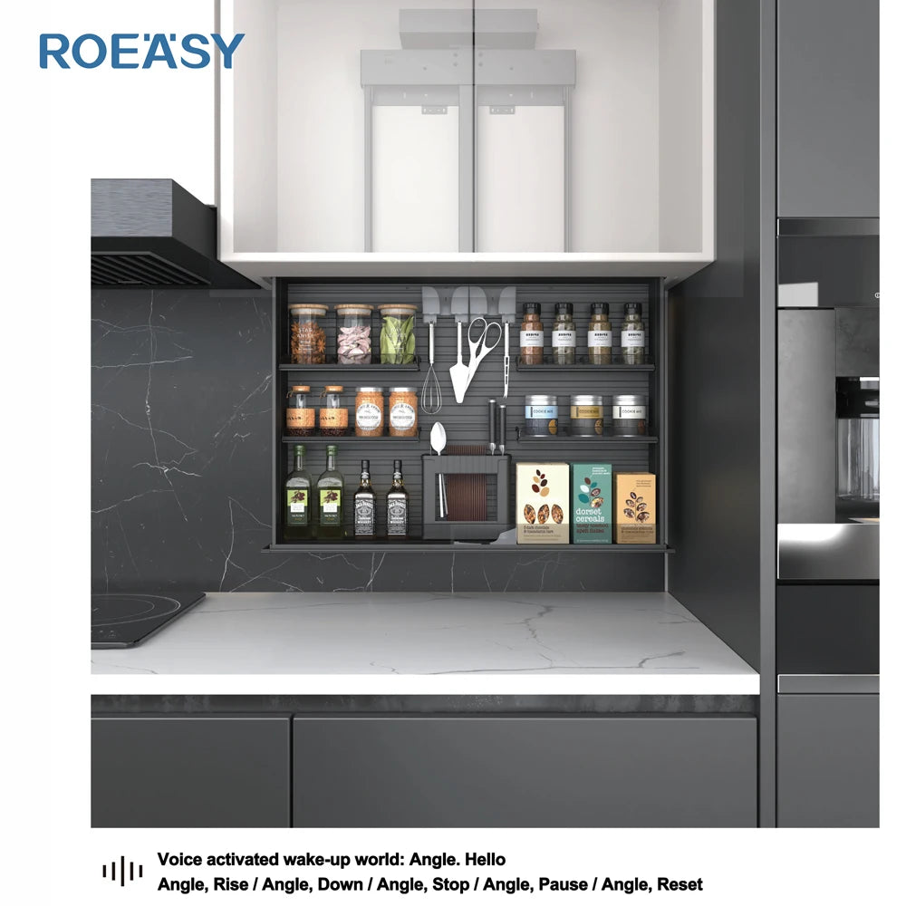 ROEASY Smart Cabinet No Touch Lift Basket Intelligent Smart Furniture Kitchen Cabinet Hardware Full Aluminium Kitchen Storage - Image 3