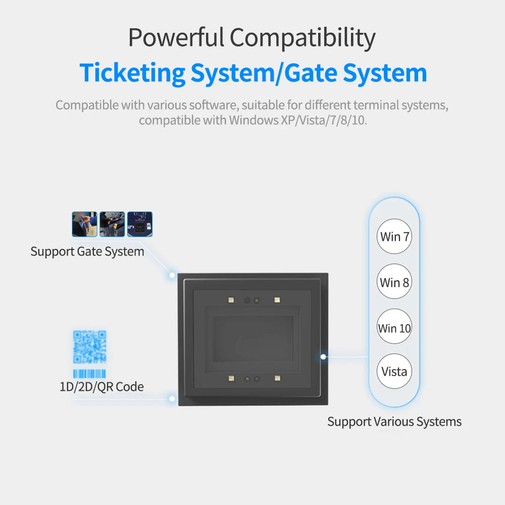 Embedded Barcode Scanner Self-Induction 1D/2D/QR Bar Code Reader Module USB Scanner for Gate Machine Tickets Checking Mobile Pay - Image 10
