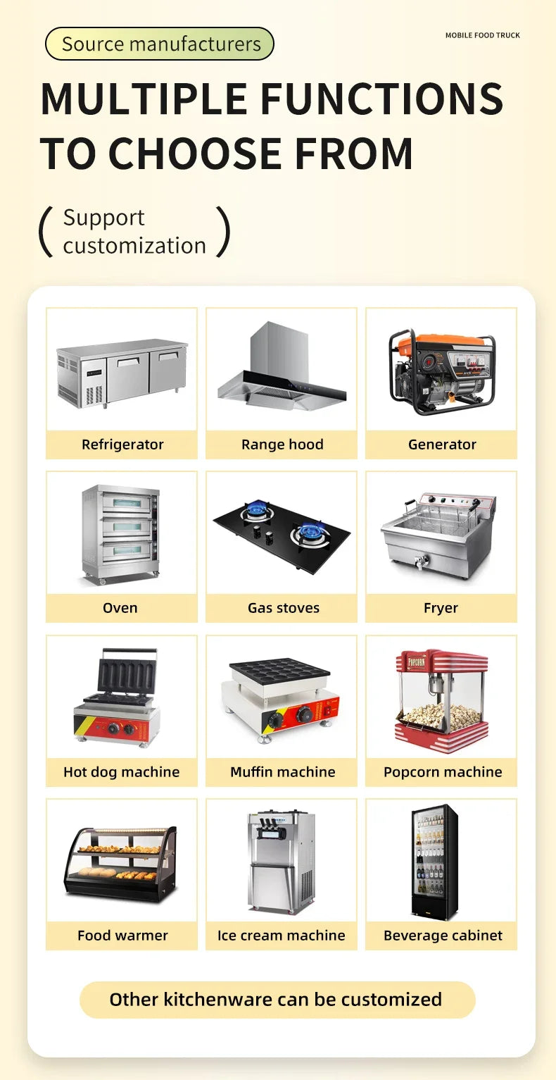 Commercial Food Truck Trailer Fully Equipped Multifunction Mobile Kitchen Customized - Image 13
