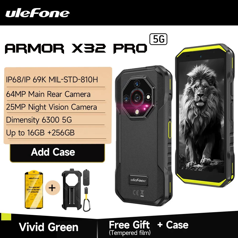 Ulefone Armor X32 Pro 5G Rugged Phone Android 14 16GB+256GB Dimensity 6300 Octa Core 64MP Camera NFC IP68/IP69K Waterproof - Image 35