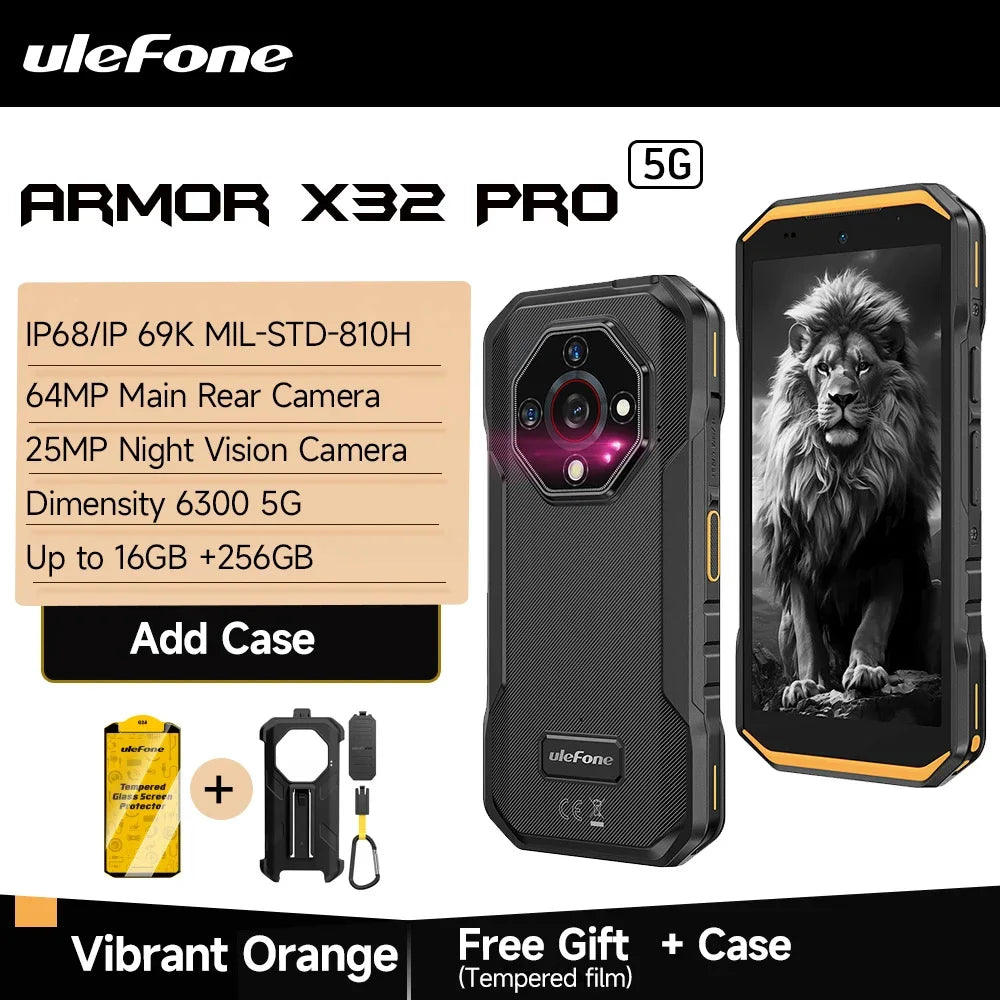 Ulefone Armor X32 Pro 5G Rugged Phone Android 14 16GB+256GB Dimensity 6300 Octa Core 64MP Camera NFC IP68/IP69K Waterproof - Image 36