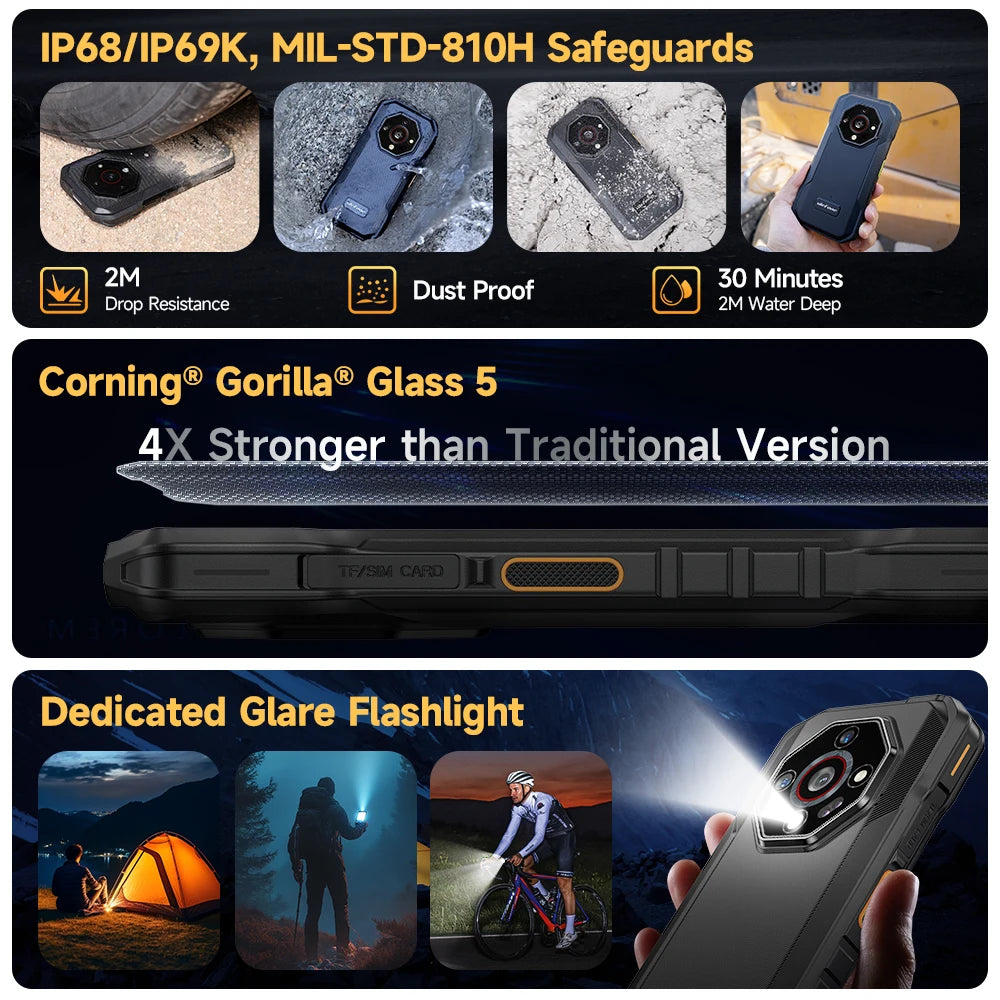 Ulefone Armor X32 Pro 5G Rugged Phone Android 14 16GB+256GB Dimensity 6300 Octa Core 64MP Camera NFC IP68/IP69K Waterproof - Image 4