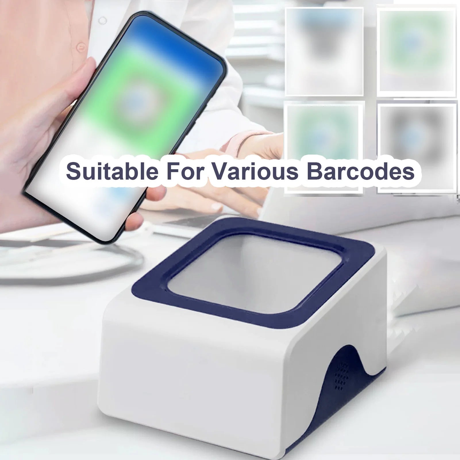 Bar Scanner QR Desktop Scanner Desktop Barcode Scanner for 2D/1D QR Bar Payment Scanning Box with Voice Prompt - Image 2
