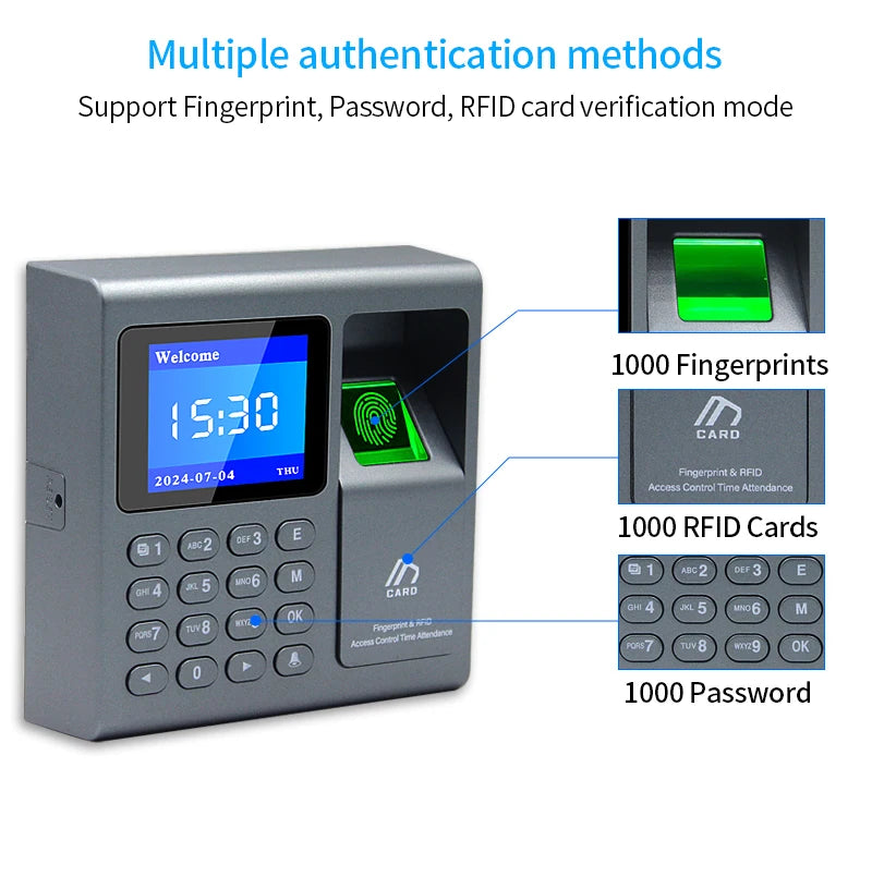 Biometric Fingerprint Scanner RFID Access Control System 1000 User USB Time Recorder Attendance Employee Machine - Image 10