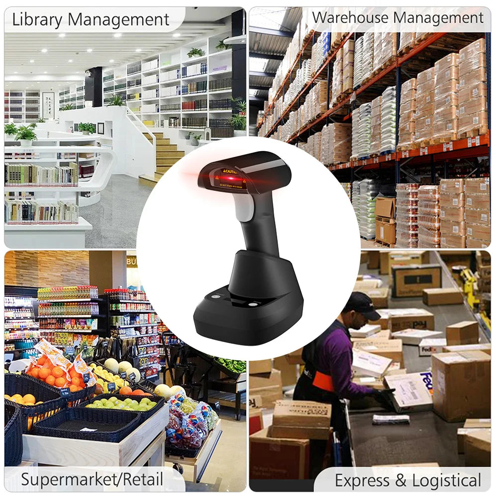 Wireless 2D 1D Barcode Scanner BT+2.4G+USB Wired High Speed Scanning with Pedestal Wireless Charging Stand and OLED Display - Image 3