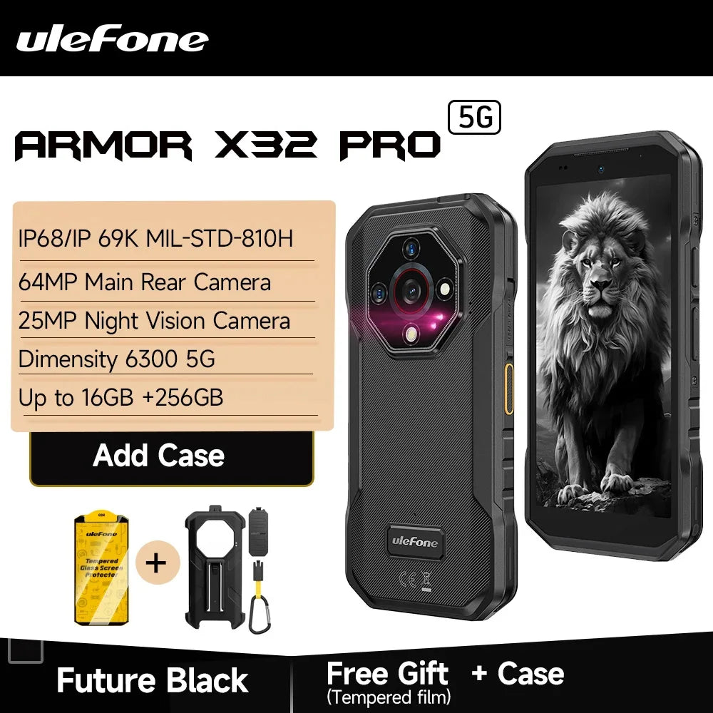 Ulefone Armor X32 Pro 5G Rugged Phone Android 14 16GB+256GB Dimensity 6300 Octa Core 64MP Camera NFC IP68/IP69K Waterproof - Image 38