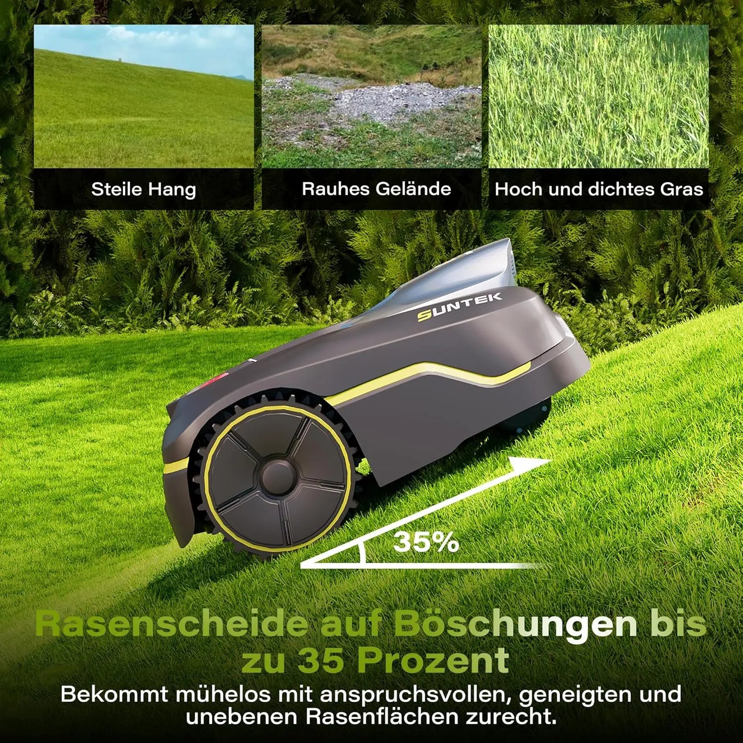 SUNTEK Robotic Lawnmower without Limiting Cable, AI Vision Camera, Lawn Mower Robot, Max 600 m², Accurate Obstacle Avoidance - Image 4