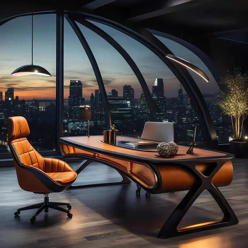 Elegant and creative curved executive desk room offices office desks and workstations Computer desk Room desks writing table - Image 15