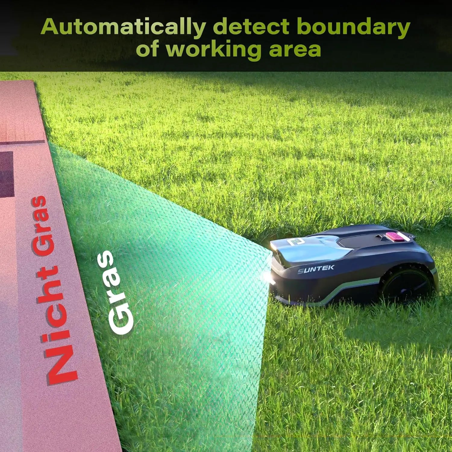 SUNTEK Robotic Lawnmower without Limiting Cable, AI Vision Camera, Lawn Mower Robot, Max 600 m², Accurate Obstacle Avoidance - Image 3