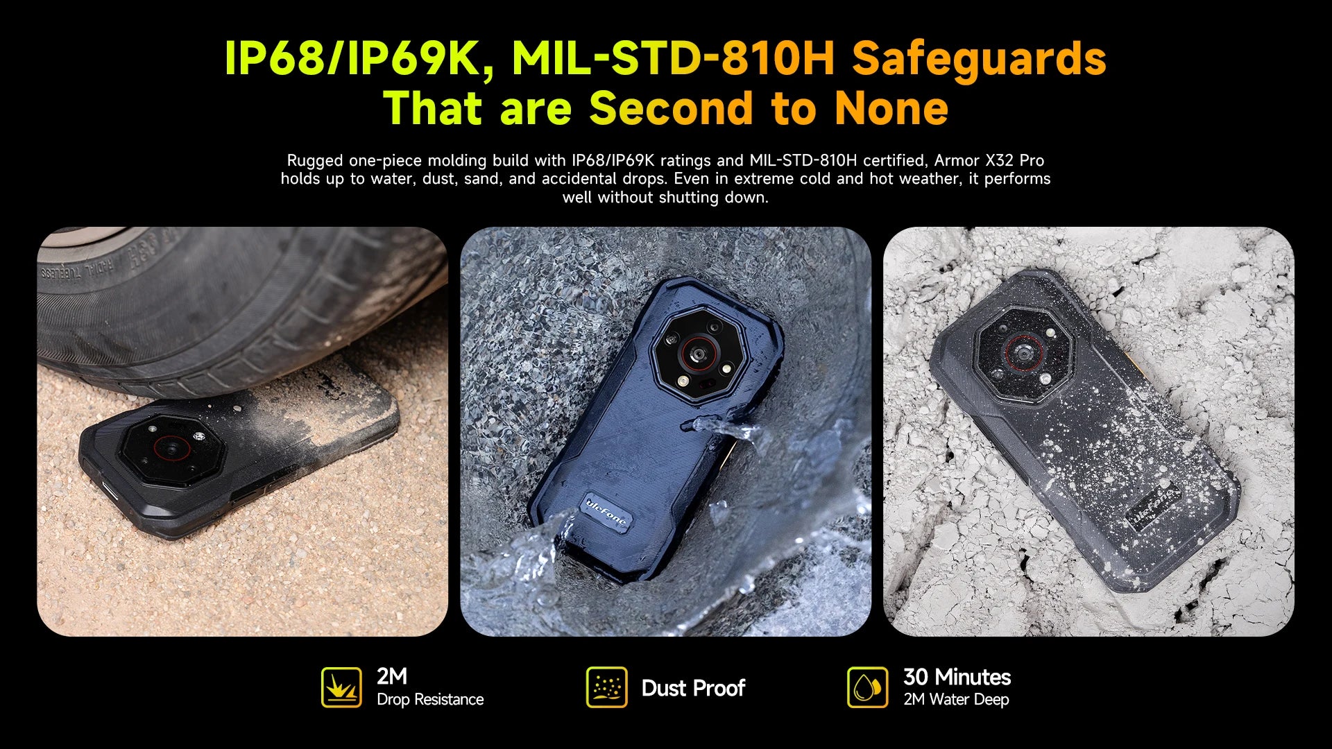 Ulefone Armor X32 Pro 5G Rugged Phone Android 14 16GB+256GB Dimensity 6300 Octa Core 64MP Camera NFC IP68/IP69K Waterproof - Image 12