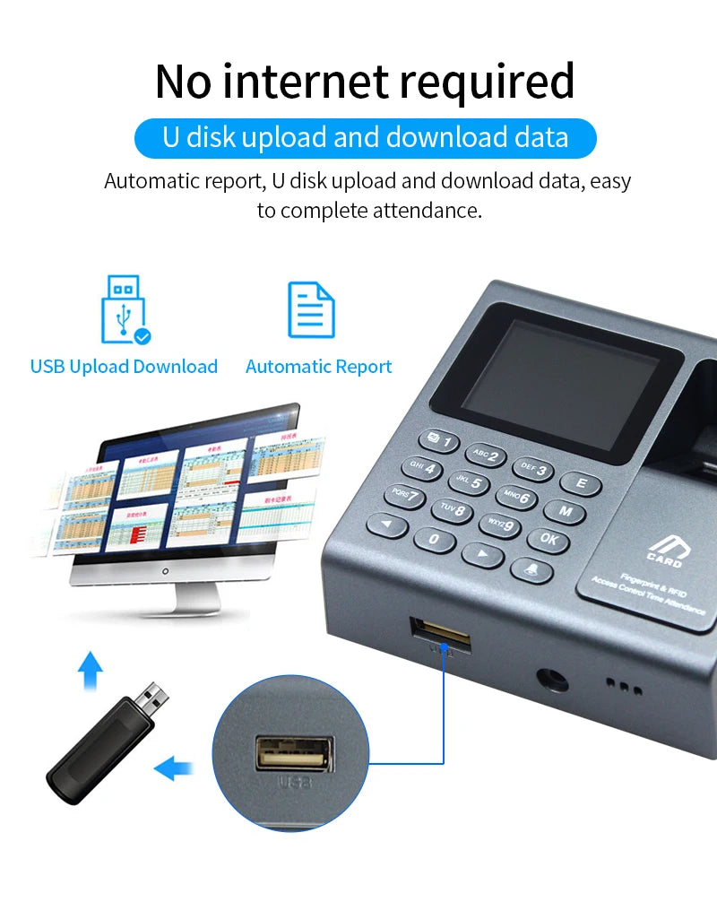 Biometric Fingerprint Scanner RFID Access Control System 1000 User USB Time Recorder Attendance Employee Machine - Image 12