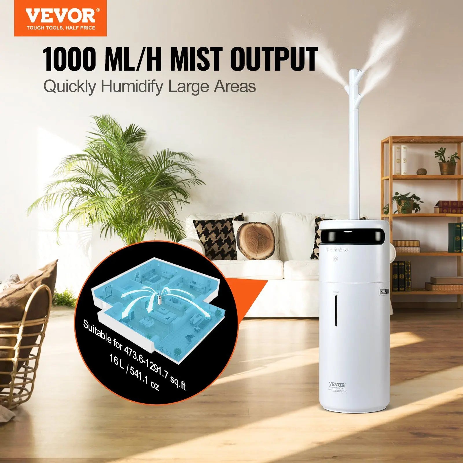 Ultrasonic Humidifier 16L Water Tank 12H Timer Auto Shut Off Night Light 360 Degree Nozzle For Large Room Home Use - Image 3