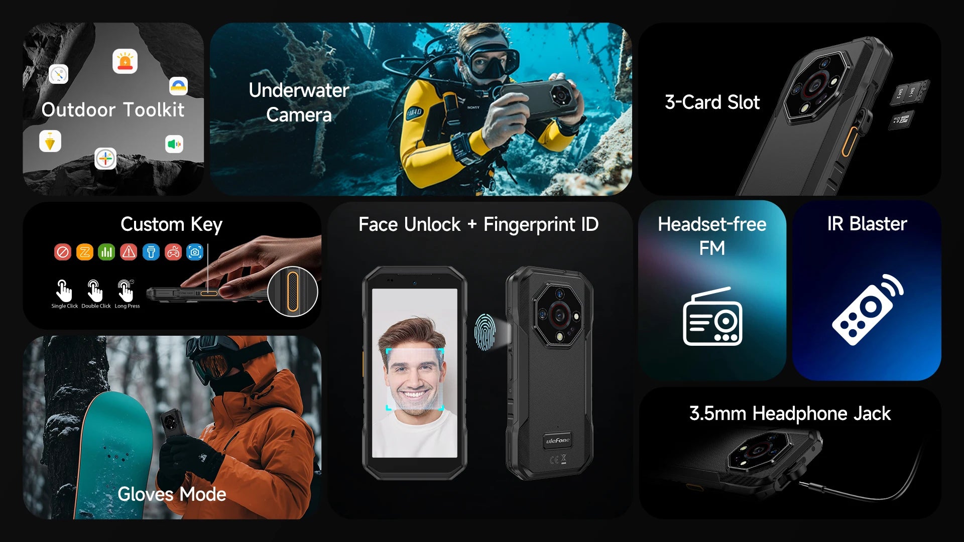 Ulefone Armor X32 Pro 5G Rugged Phone Android 14 16GB+256GB Dimensity 6300 Octa Core 64MP Camera NFC IP68/IP69K Waterproof - Image 30